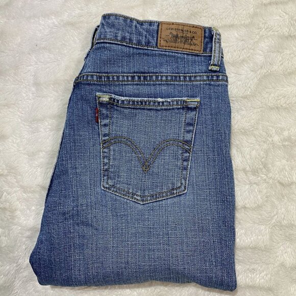 Levi's 515 Women's Blue Cotton Blend Stretch Mid-Rise Boot Cut Jeans Size 6S - Picture 1 of 10